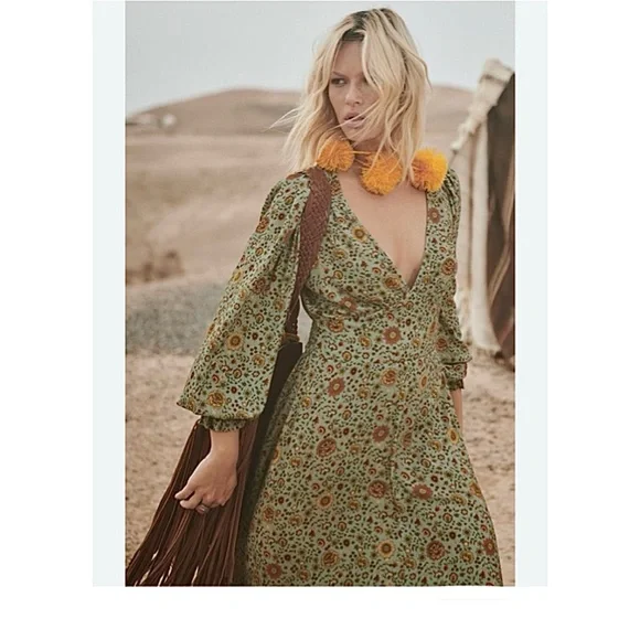 NWT! Spell x Free People "The Lady Untamed" Floral Gown in Matcha Med MSRP $289 - Picture 10 of 14